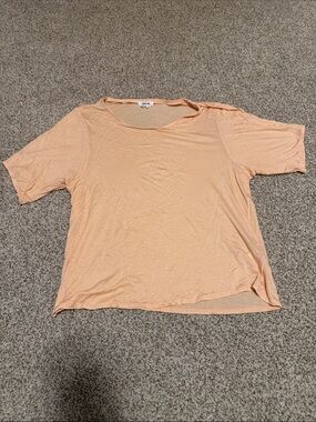 Helmut Lang Peach Short Sleeve Scoop Neck Tee